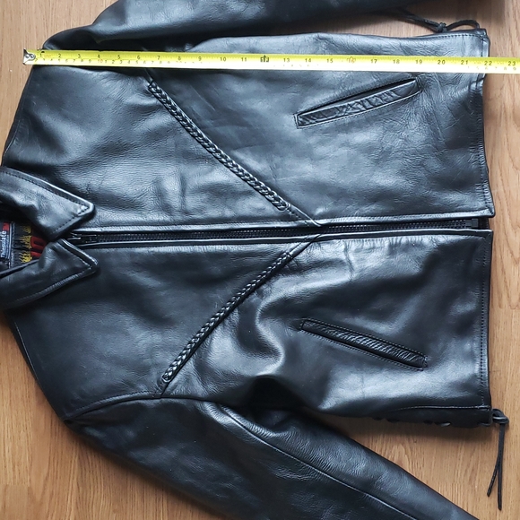 Hot Leathers🔥Genuine Leather Black Moto Jacket with Zip Out Lining Size Medium - Picture 12 of 16